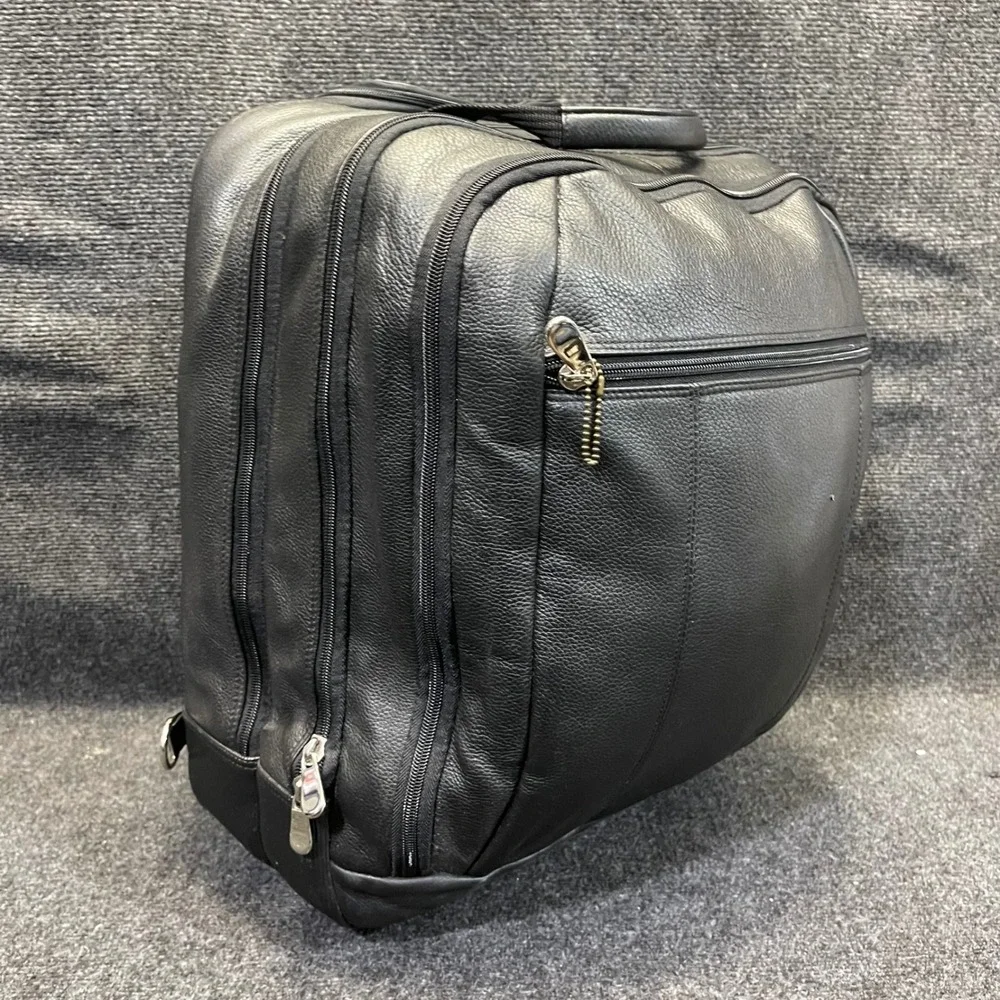 Wilsons Leather Pelle Studio Rolling Laptop Bag Black Briefcase Carry On Luggage
